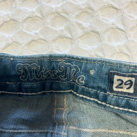 Miss Me Distressed Blue Signature Cuffed Skinny Jeans - Picture 7 of 12